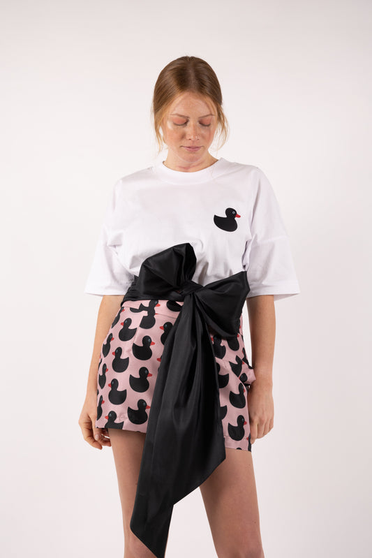 Ducks Print Taffeta Bow Skirt