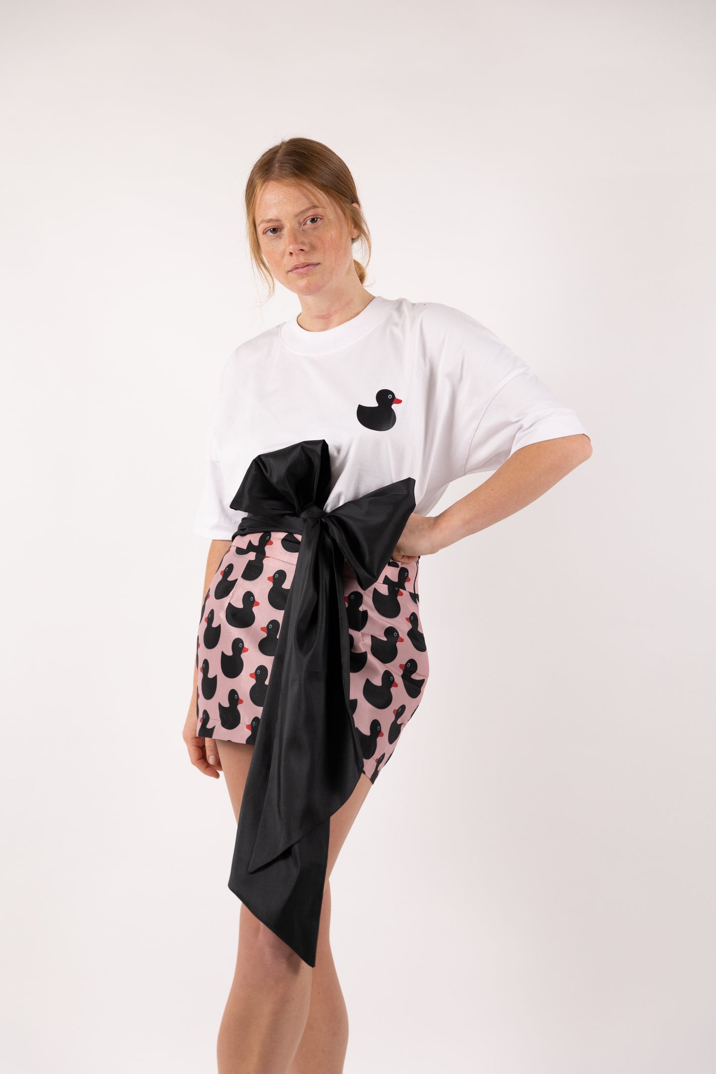 Ducks Print Taffeta Bow Skirt