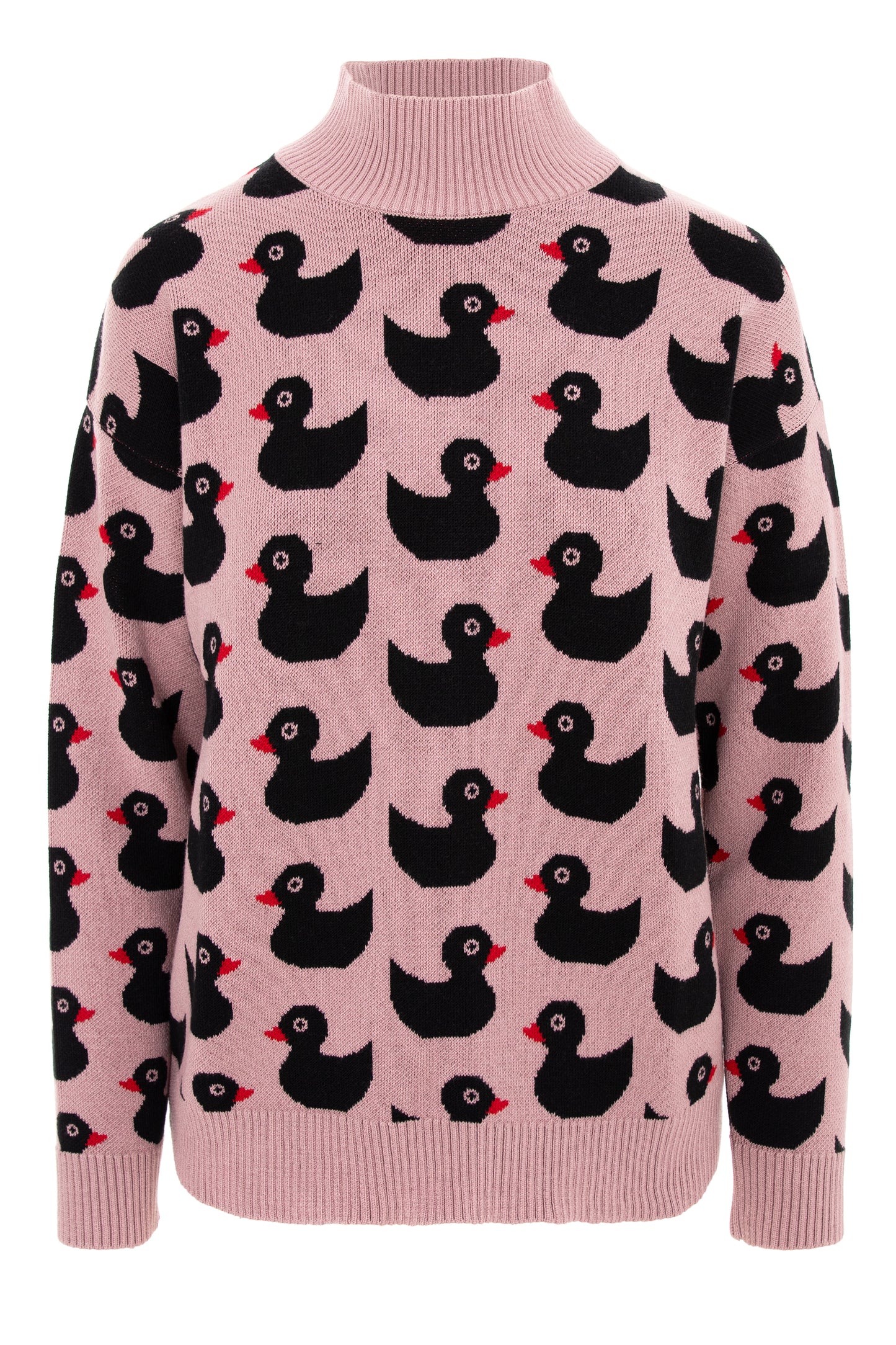 Duck Jacquard Sweater in Powder Pink